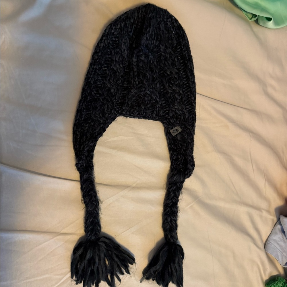 The North Face Dark Grey Knit Earflap Beanie